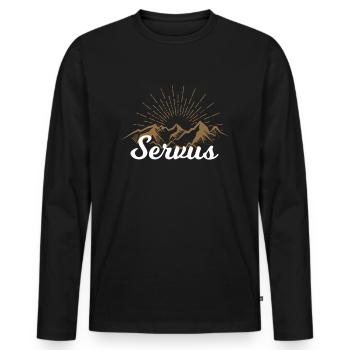 Bayern Servus vintage Dialekt München Geschenk - Männer Premium Bio Langarmshirt - Schwarz - Vorne - Nico (187cm)