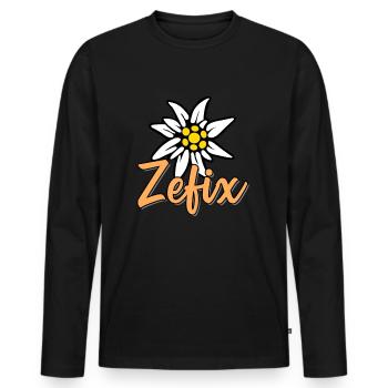 Edelweiß Zefix Dialekt Bayern Geschenk - Männer Premium Bio Langarmshirt - Schwarz - Vorne - Nico (187cm)