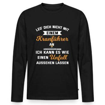 Kranführer Bauarbeiter Spruch Baustelle Geschenk - Männer Premium Bio Langarmshirt - Schwarz - Vorne - Nico (187cm)