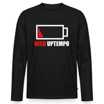 Cadeau Uptempo Techno 200 BPM - T-shirt manches longues Premium bio Homme - noir - Devant - Nico (187cm)
