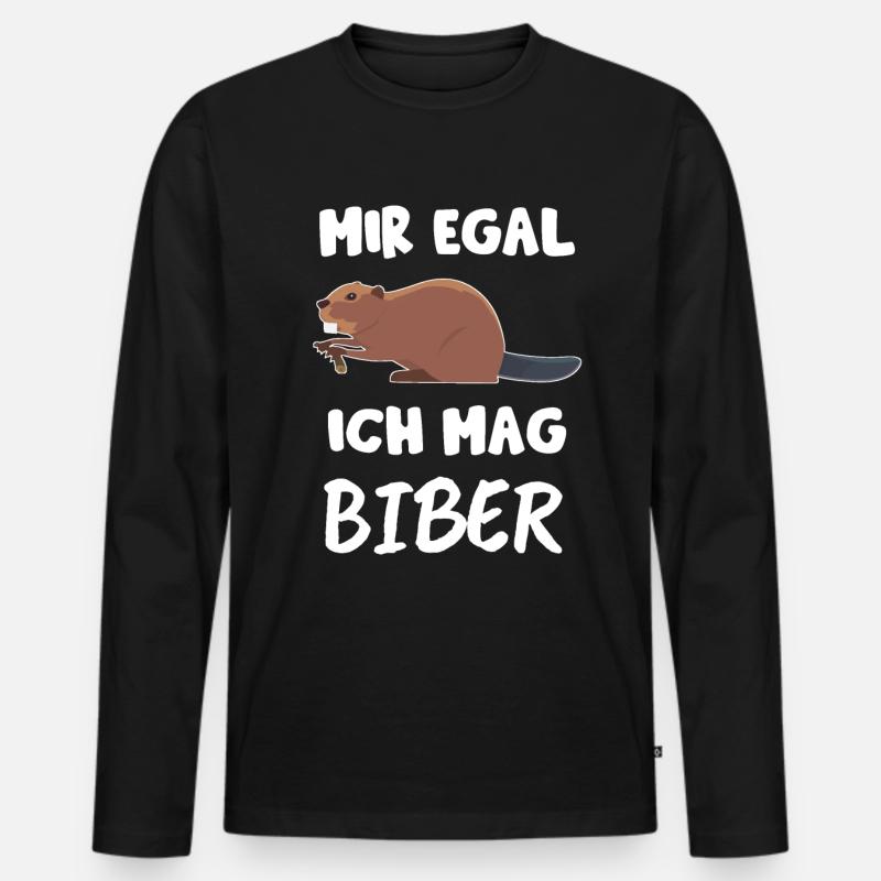 Biber Nagetier Tier Tiere Geschenk - Männer Premium Bio Langarmshirt - Schwarz