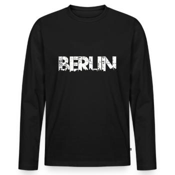 Capitale de lettrage skyline ville de berlin - T-shirt manches longues Premium bio Homme - noir - Devant - Nico (187cm)