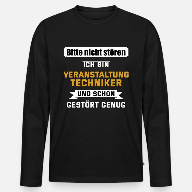 Veranstaltungstechniker Tontechnik Geschenk Spruch - Männer Premium Bio Langarmshirt - Schwarz