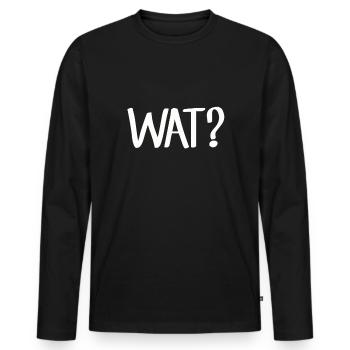 WAT? - Siegerländer Wittgensteiner Platt Siegen - Männer Premium Bio Langarmshirt - Schwarz - Vorne - Nico (187cm)