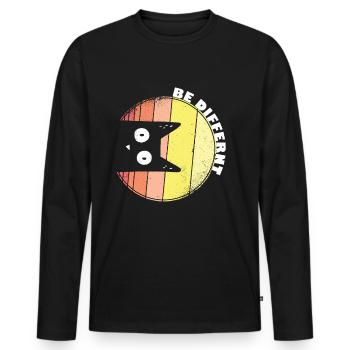 Soyez différent chat chat - T-shirt manches longues Premium bio Homme - noir - Devant - Nico (187cm)