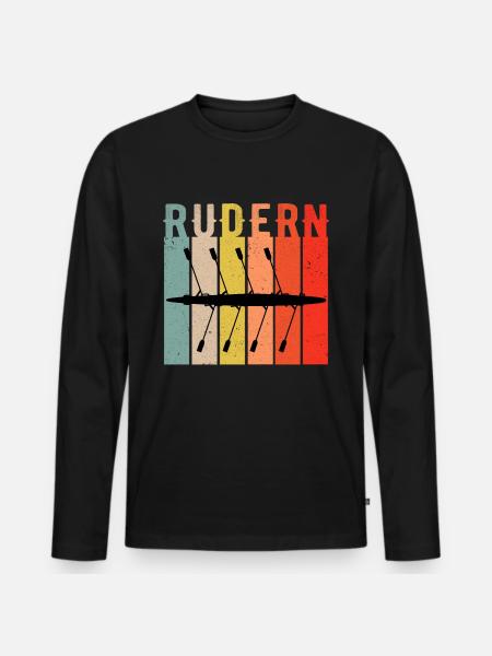 Rudern Ruderer retro Design Geschenk - Männer Premium Bio Langarmshirt - Schwarz