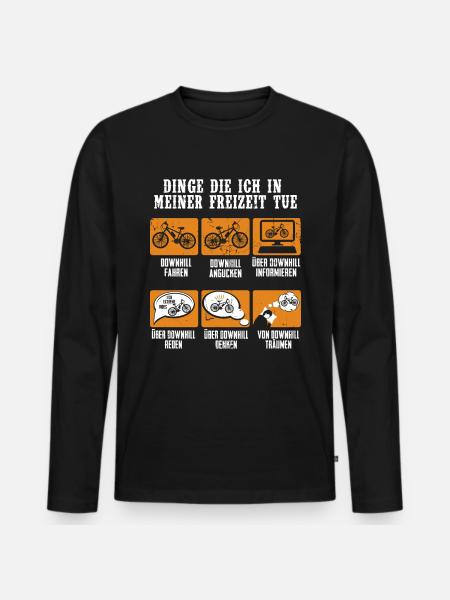 MTB Downhill Mountainbike Fahrrad Geschenk - Männer Premium Bio Langarmshirt - Schwarz