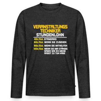 Veranstaltungstechniker Tontechniker Geschenk - Männer Premium Bio Langarmshirt - Anthrazit meliert - Vorne - Nico (187cm)