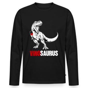 Vinosaurus Wine Dinosaur Gift - Men's Premium Organic Long Sleeve Shirt - black - Front - Nico (187cm)