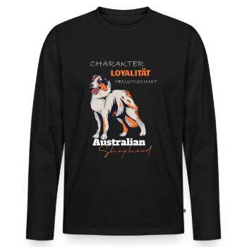 Aussie Shepherd character loyalty friendship - Men's Premium Organic Long Sleeve Shirt - black - Front - Nico (187cm)