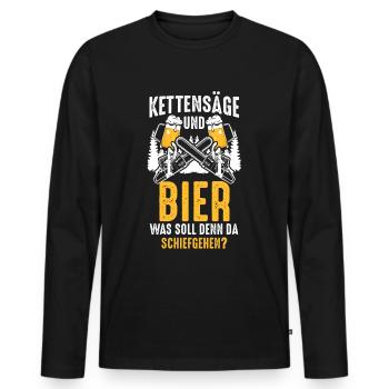Kettensäge Bier Holzfäller Waldarbeiter Geschenk - Männer Premium Bio Langarmshirt - Schwarz - Vorne - Nico (187cm)