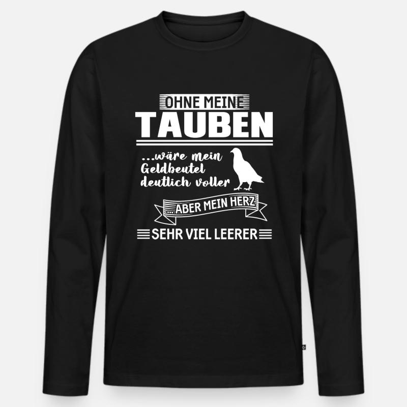 Taube Brieftaube Tauben Geschenk - Männer Premium Bio Langarmshirt - Schwarz