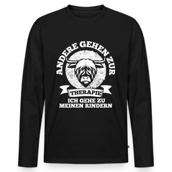 Schottisches Hochlandrind Rind Rinder Geschenk - Männer Premium Bio Langarmshirt - Schwarz - Vorne - Nico (187cm)