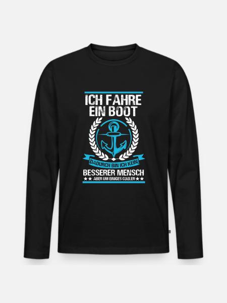 Boot Motorboot Boote Geschenk - Männer Premium Bio Langarmshirt - Schwarz