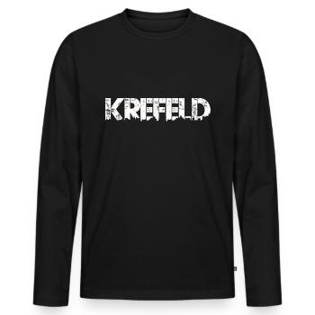 Krefeld meine Stadt - Skyline Schriftzug - Männer Premium Bio Langarmshirt - Schwarz - Vorne - Nico (187cm)
