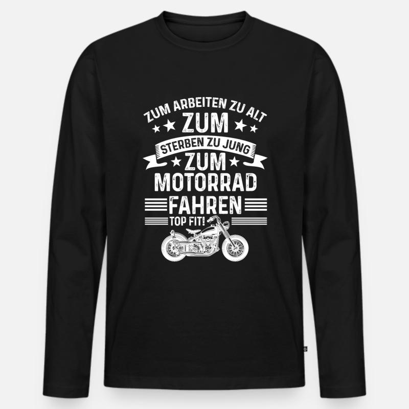 Motorrad Opa Motorradfahrer Biker Geschenk - Männer Premium Bio Langarmshirt - Schwarz
