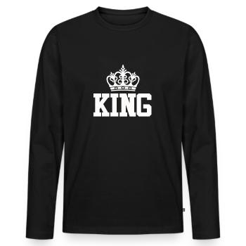 KING - chemise partenaire - King and Queen - T-shirt manches longues Premium bio Homme - noir - Devant - Nico (187cm)