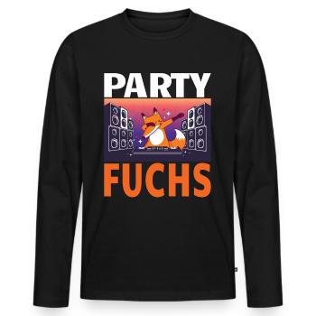 Party Fuchs Disko Kindergarten - Männer Premium Bio Langarmshirt - Schwarz - Vorne - Nico (187cm)
