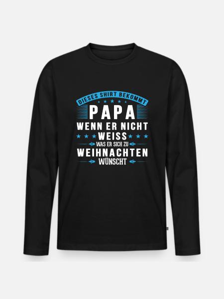 Papa Weihnachten Lustig Vater Geschenk - Männer Premium Bio Langarmshirt - Schwarz