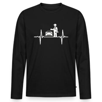 Heartbeat automotive mechatronic car mechanic - Men's Premium Organic Long Sleeve Shirt - black - Front - Nico (187cm)