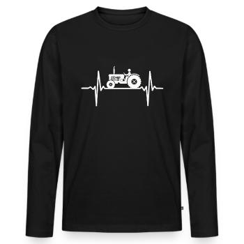 Herzschlag Traktor Trecker - Männer Premium Bio Langarmshirt - Schwarz - Vorne - Nico (187cm)