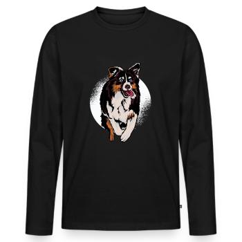 Aussi Australian Shepherd - Men's Premium Organic Long Sleeve Shirt - black - Front - Nico (187cm)