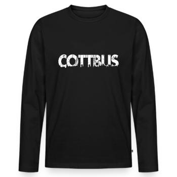 Skyline de la ville de Cottbus - T-shirt manches longues Premium bio Homme - noir - Devant - Nico (187cm)