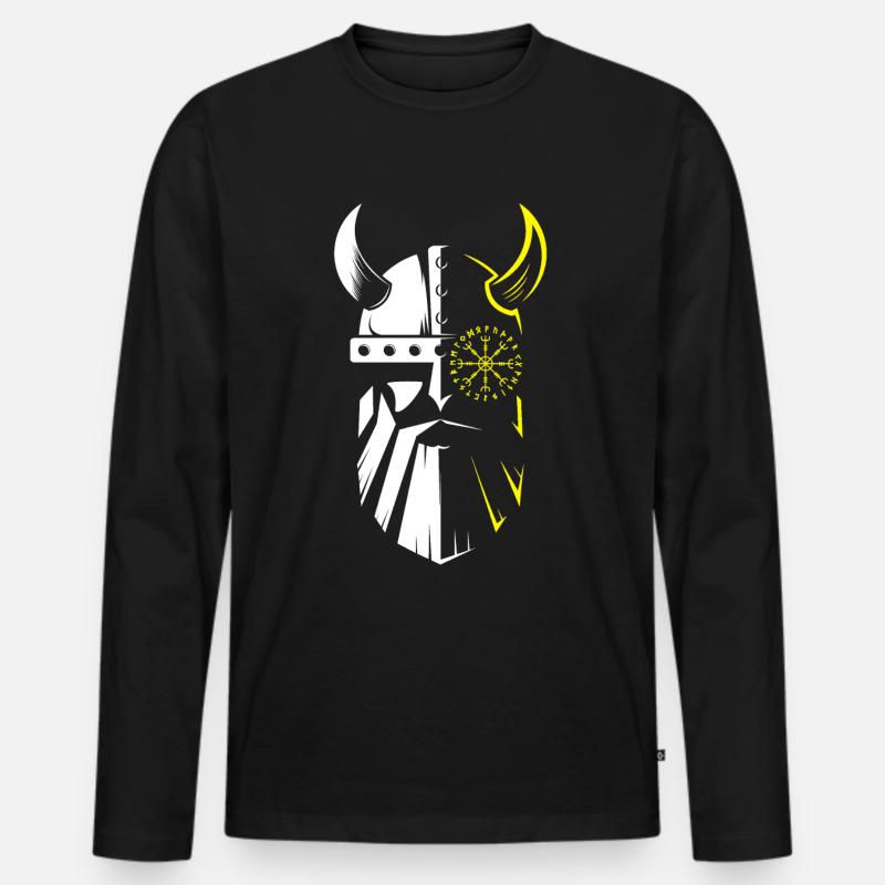 Wikinger Krieger Keltisch Helm - Männer Premium Bio Langarmshirt - Schwarz