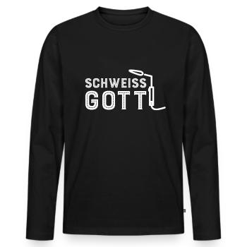 Schweiss Gott Schweißer - Männer Premium Bio Langarmshirt - Schwarz - Vorne - Nico (187cm)
