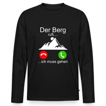 Der Berg ruft - Wandern Berge Klettern Spazieren - Männer Premium Bio Langarmshirt - Schwarz - Vorne - Nico (187cm)
