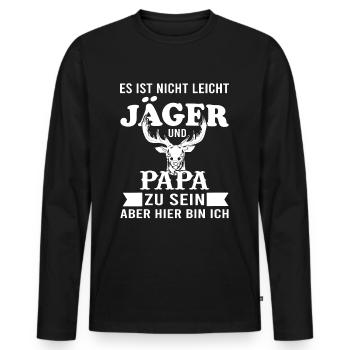 Jäger Papa Jagd Jagen Geschenk - Männer Premium Bio Langarmshirt - Schwarz - Vorne - Nico (187cm)
