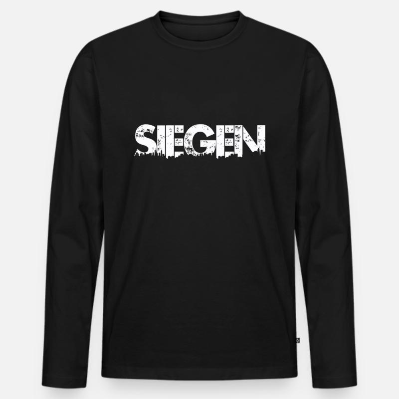 Siegen Skyline - Männer Premium Bio Langarmshirt - Schwarz