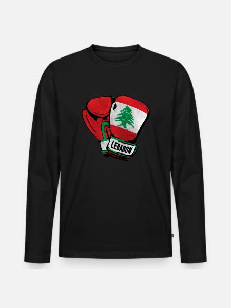 Libanon Flag, libanesiske Fighter, Libanon Boksning - Premium økologisk langærmet T-shirt til mænd - sort