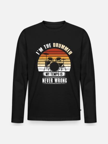 Drums drumsticks gift - Men's Premium Organic Long Sleeve Shirt - black