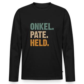 Onkel Pate Held - Patenonkel - Männer Premium Bio Langarmshirt - Schwarz - Vorne - Nico (187cm)