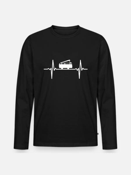 Herzschlag Camping Camper Van - Männer Premium Bio Langarmshirt - Schwarz
