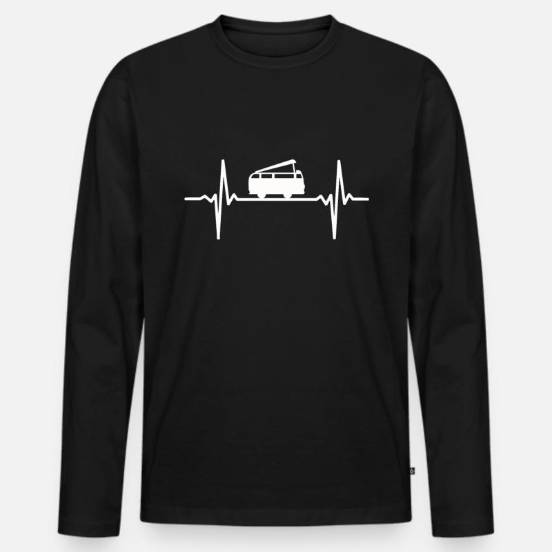 Herzschlag Camping Camper Van - Männer Premium Bio Langarmshirt - Schwarz