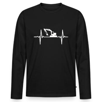 Battements de coeur Bagger Ouvriers du bâtiment - T-shirt manches longues Premium bio Homme - noir - Devant - Nico (187cm)