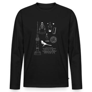 Corée - T-shirt manches longues Premium bio Homme - noir - Devant - Nico (187cm)