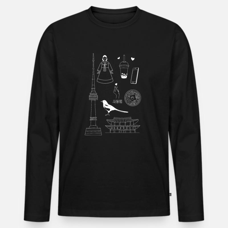 Corée - T-shirt manches longues Premium bio Homme - noir