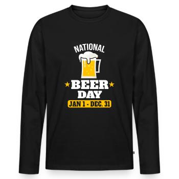 National Beer Day - Männer Premium Bio Langarmshirt - Schwarz - Vorne - Nico (187cm)