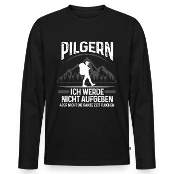 Pilgern Pilgerer Jakobsmuschel Geschenk - Männer Premium Bio Langarmshirt - Schwarz - Vorne - Nico (187cm)