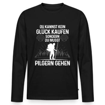 Pilgern Pilgerer Jakobsweg Geschenk - Männer Premium Bio Langarmshirt - Schwarz - Vorne - Nico (187cm)