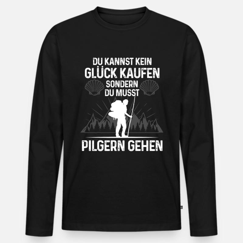 Pilgern Pilgerer Jakobsweg Geschenk - Männer Premium Bio Langarmshirt - Schwarz