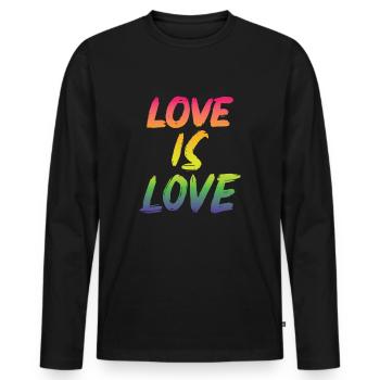 Gay love is love rainbow - Men's Premium Organic Long Sleeve Shirt - black - Front - Nico (187cm)