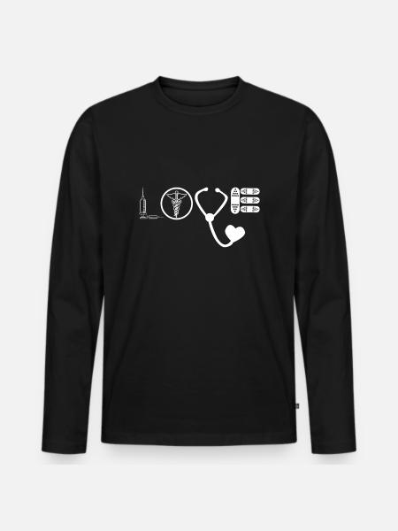 Arzt Doktor Krankenschwester Arzthelfer LOVE - Männer Premium Bio Langarmshirt - Schwarz