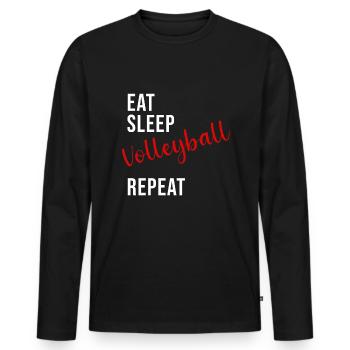Eat Sleep Volleyball Repeat - Beachvolleyball - Männer Premium Bio Langarmshirt - Schwarz - Vorne - Nico (187cm)