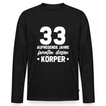 33. Geburtstag Geschenkidee 33 Jahre Alt Geschenk - Männer Premium Bio Langarmshirt - Schwarz - Vorne - Nico (187cm)
