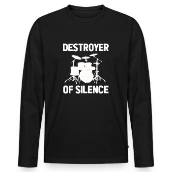 Batteur de batteur - Drôle de batterie Rengaine - T-shirt manches longues Premium bio Homme - noir - Devant - Nico (187cm)