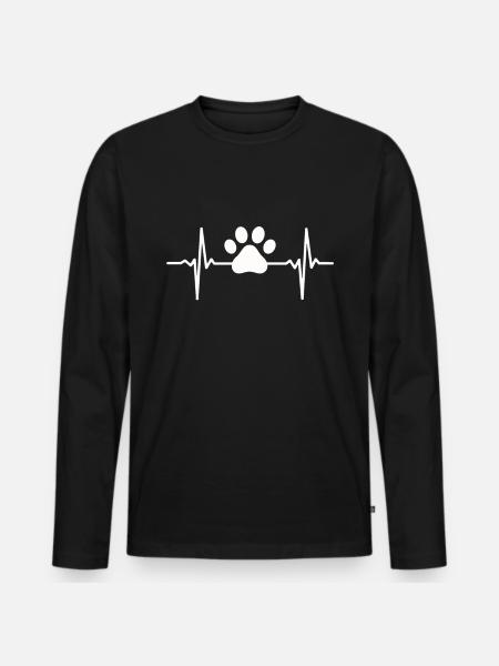 Herzschlag Hund Pfote Hundepfote Hunde Hundeliebe - Männer Premium Bio Langarmshirt - Schwarz